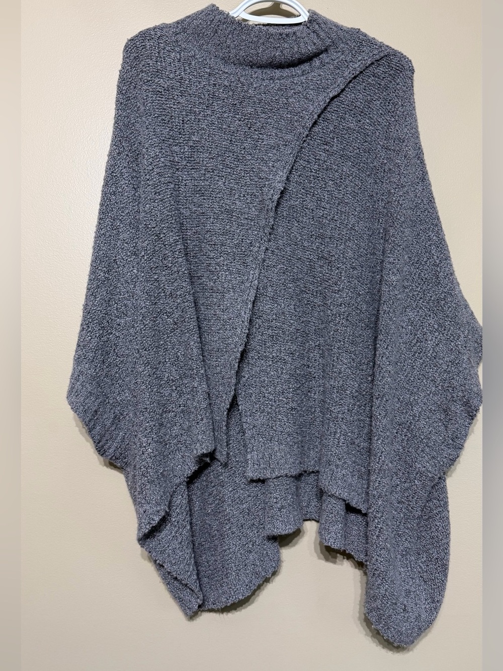 One Grey Day Soft Textured Alpaca Merino Wool Blend Poncho